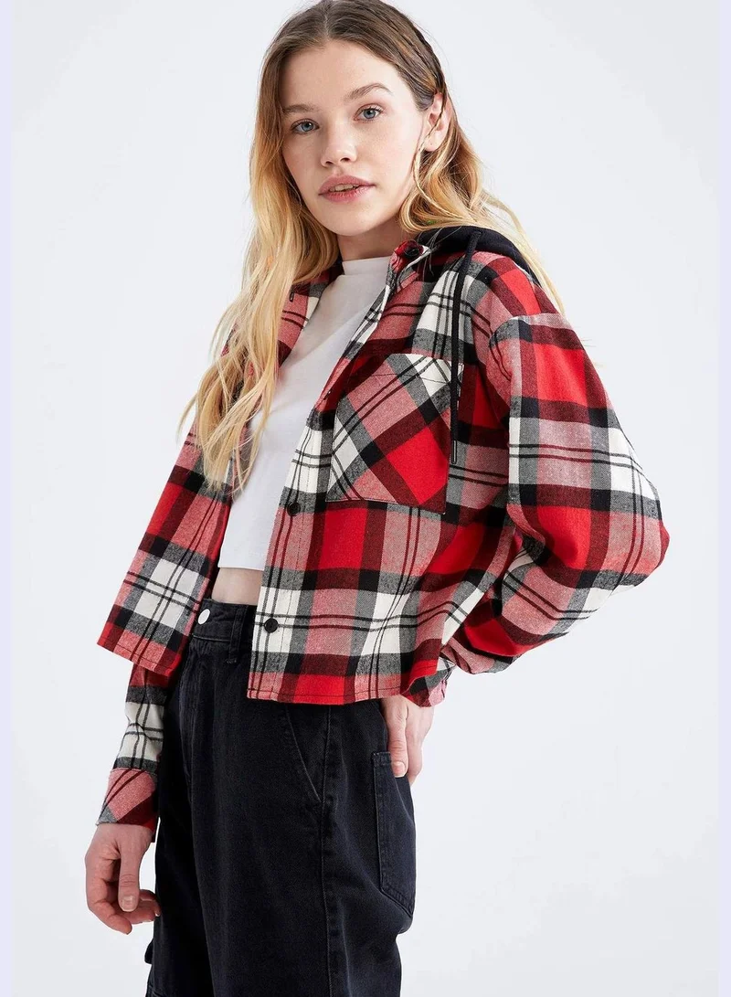 ديفاكتو قميص بطبعة مربعات وأكمام طويلة