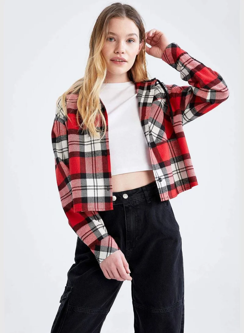 ديفاكتو قميص بطبعة مربعات وأكمام طويلة