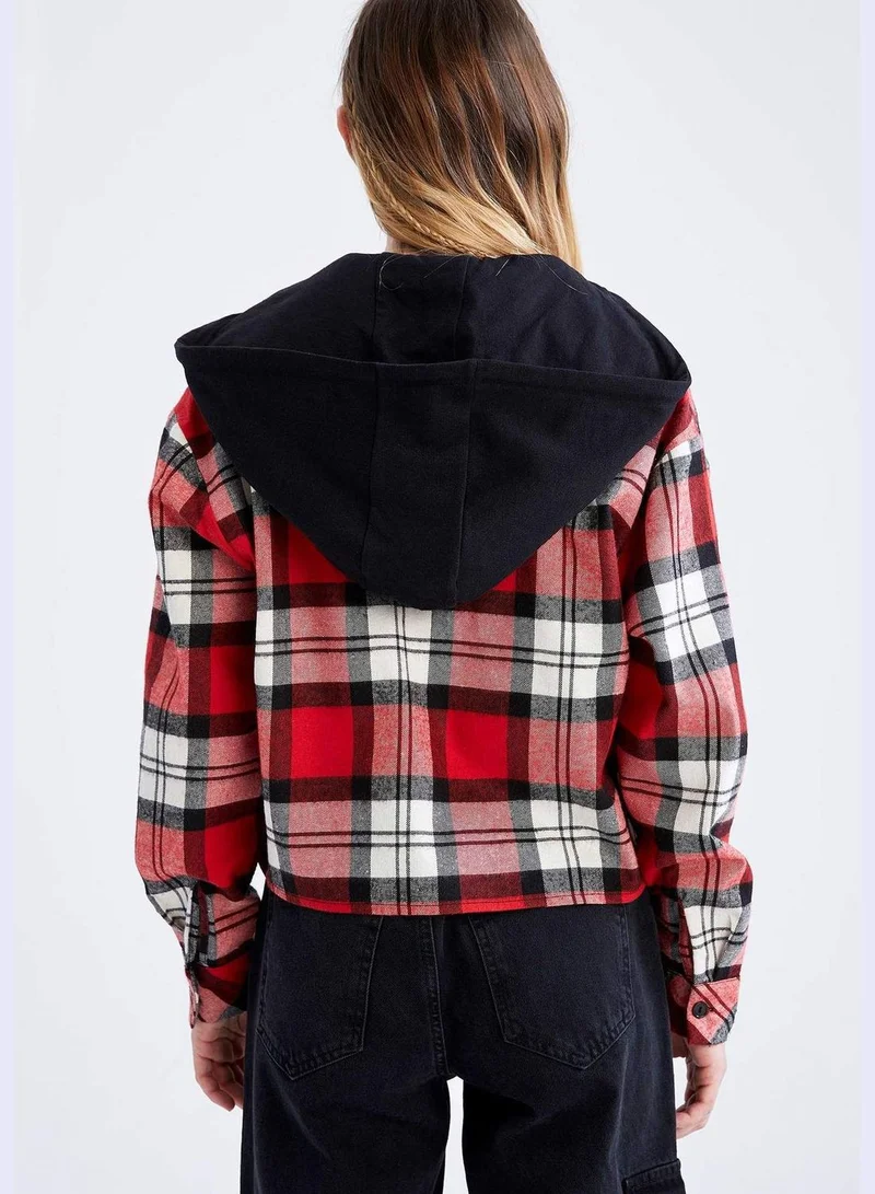 ديفاكتو قميص بطبعة مربعات وأكمام طويلة