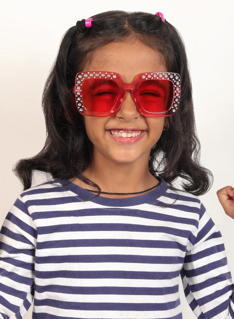 Woggles Stylish Red Kids Square Sunglases
