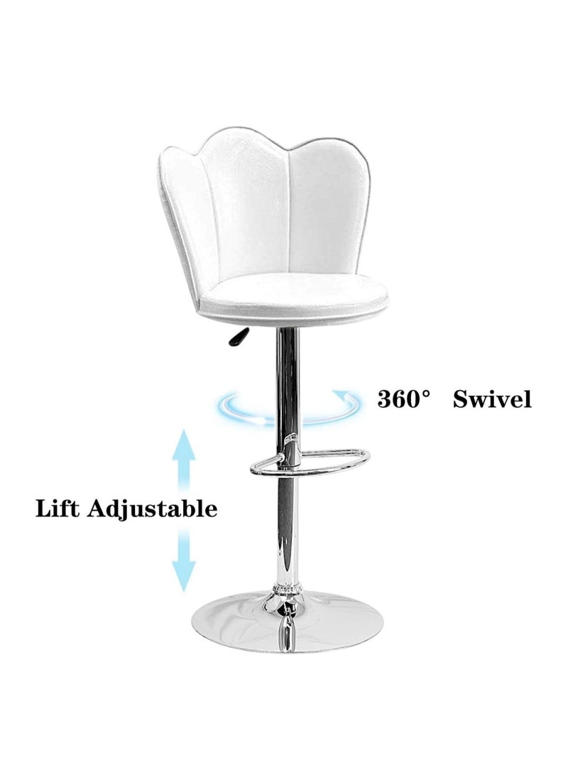 مفروشات صابر واخوانه (ذ.م.م) SBF Height Adjustable Bar Stools | Set of 2 PU Leather Swivel Chairs with Backrest and Footrest | Hydraulic Chrome Base for Kitchen & Dining, White  - Image 4