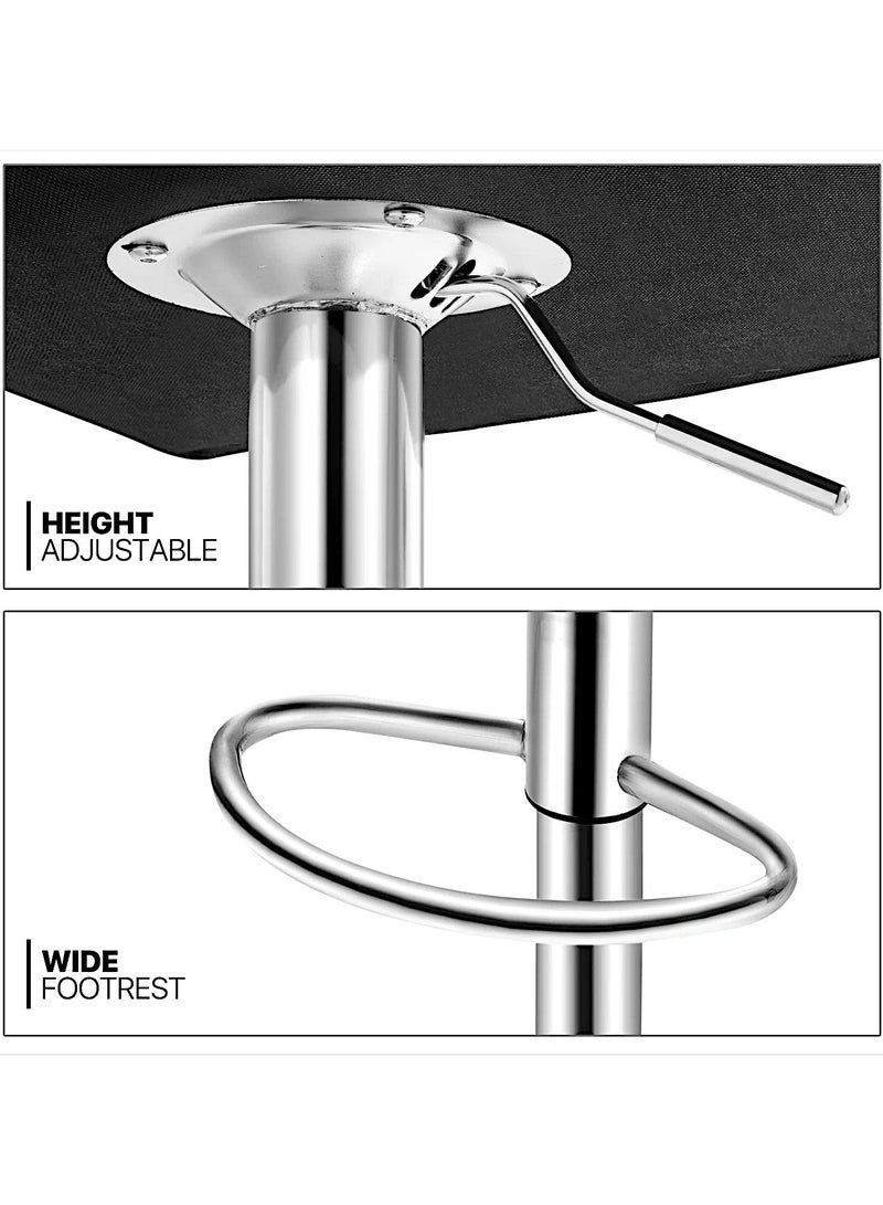 مفروشات صابر واخوانه (ذ.م.م) SBF Height Adjustable Bar Stools | Set of 2 PU Leather Swivel Chairs with Backrest and Footrest | Hydraulic Chrome Base for Kitchen & Dining, White  - Image 5