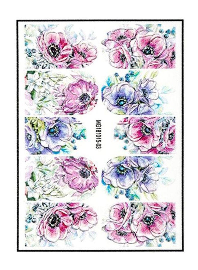 نيبمينينت ملصق لتزيين الأظافر بتصميم زهرة ثلاثية الأبعاد متعدد الألوان