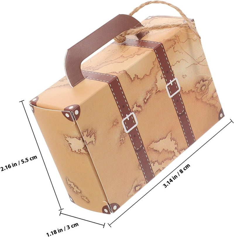 Healeved 50pcs Vintage Kraft Paper Candy Boxes Suitcase Shaped Candy Storage Boxes with Key for Party Favor Bridal Shower Wedding Decorations - Image 2