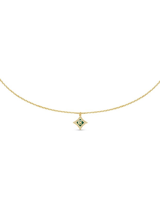 CERRUTI 1881 Silvia Gold Plated with Diamond Shaped Malachite Pendant Necklace for Women  - Image 1