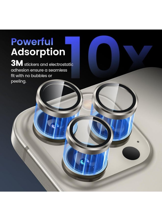 بروتيكت واقي عدسة Xzoom من PROTECT لأيفون 16 Pro / 16 Pro Max | زجاج سافير، إطار معدني، شفافية عالية، بلاتيني - الموديل: XIP16PPLT - Image 3