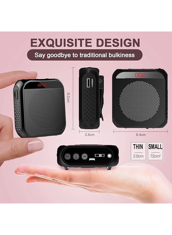 erorex Voice Amplifier With Wired Microphone Headset Portable Rechargeable Pa System Speaker Personal Microphone Speech Amplifier Loudspeaker For Teachers Tour Guides Coaches Meeting Yoga Fitness Black - Image 3