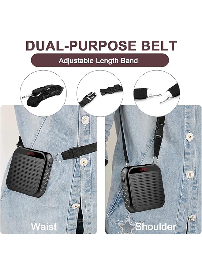 erorex Voice Amplifier With Wired Microphone Headset Portable Rechargeable Pa System Speaker Personal Microphone Speech Amplifier Loudspeaker For Teachers Tour Guides Coaches Meeting Yoga Fitness Black - Image 4