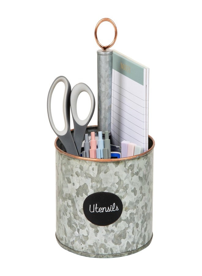Mind Reader 4-Compartment Organizer with Handle, Multi-Use Storage Caddy, Galvanized Metal, 6.5"L x 6.5"W x 10.63"H, Silver - Image 1
