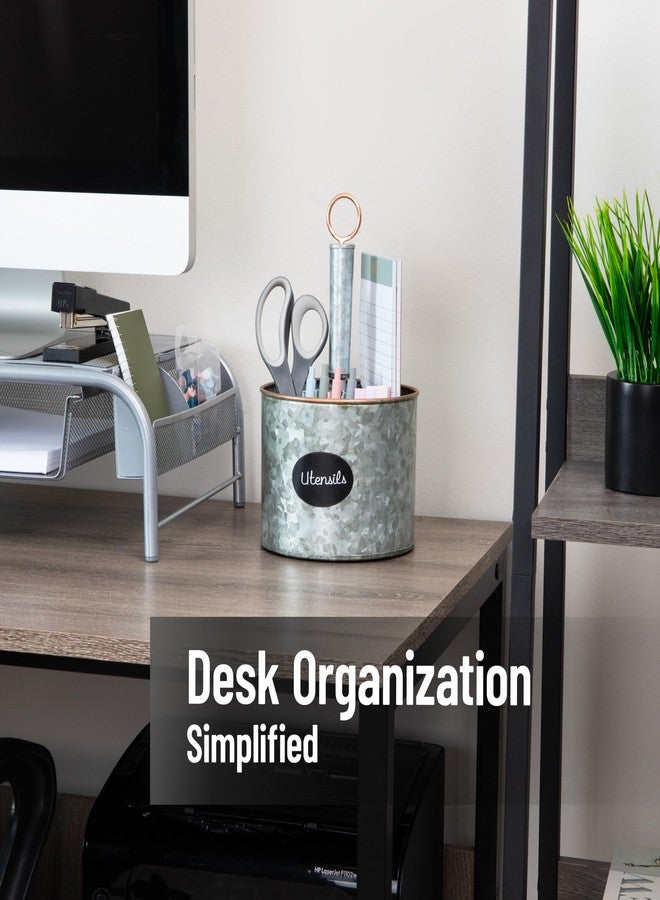 Mind Reader 4-Compartment Organizer with Handle, Multi-Use Storage Caddy, Galvanized Metal, 6.5"L x 6.5"W x 10.63"H, Silver - Image 2
