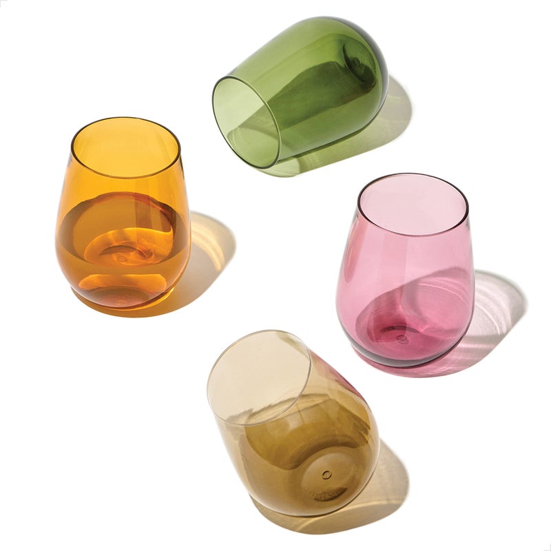 TOSSWARE RESERVE 16oz Stemless Wine - Color Series SET OF 4, Premium Quality, Tritan Dishwasher Safe & Heat Resistant Unbreakable Plastic Drinking Glasses - Image 1