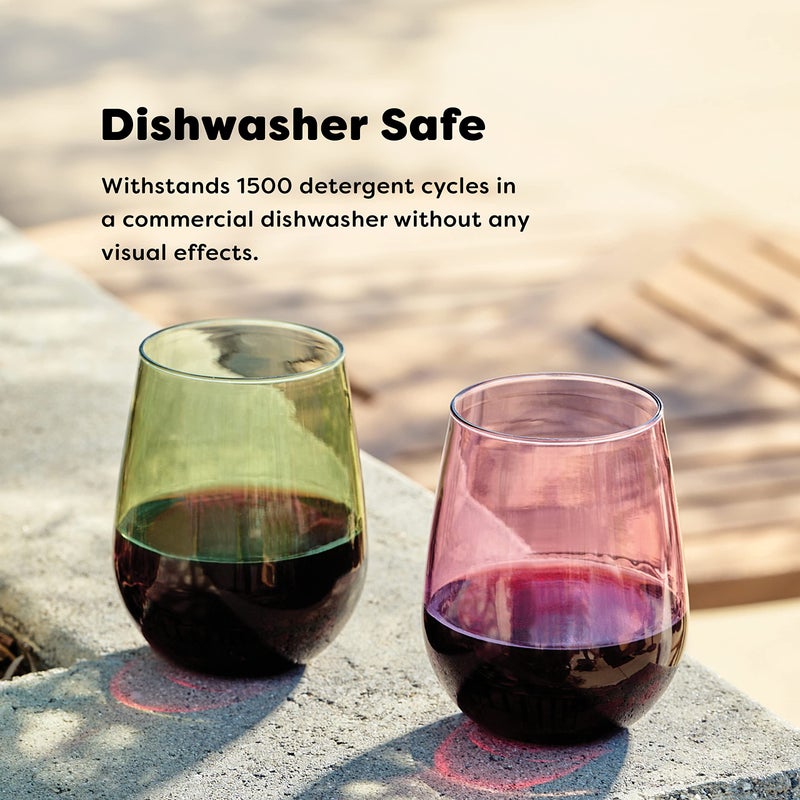 TOSSWARE RESERVE 16oz Stemless Wine - Color Series SET OF 4, Premium Quality, Tritan Dishwasher Safe & Heat Resistant Unbreakable Plastic Drinking Glasses - Image 4