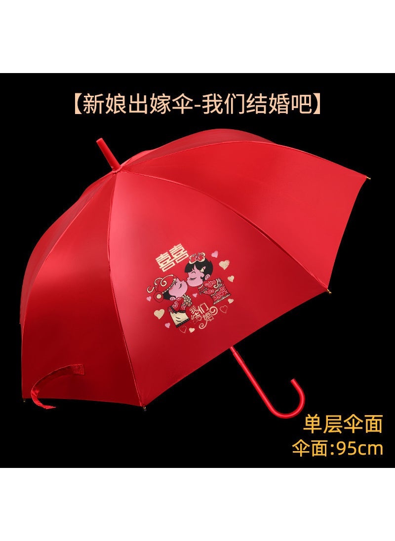 Generic Chinese Wedding Long Handle Parasol Let's get married
