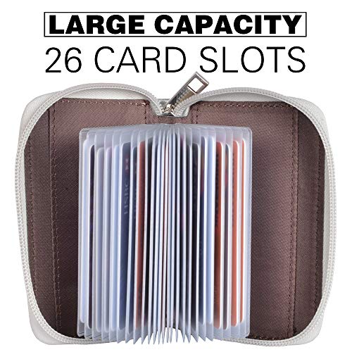 Easyoulife Genuine Leather Credit Card Holder Zipper Wallet With 26 Card Slots (Silver) - Image 3