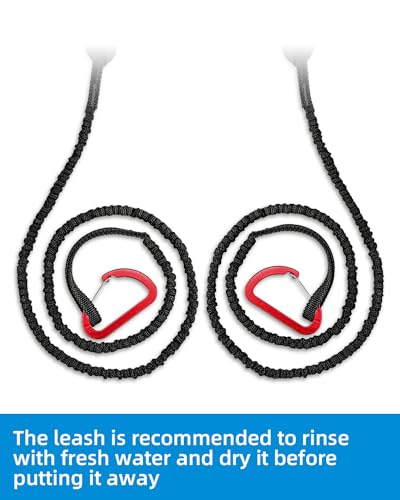 OCEANBROAD Kayak Paddle Leash with D-Ring Stretchable Bungee Strap Lanyard Rope for SUP Kayaking Boating Canoeing Fishing Pole Rod 4-7 Feet Black 2 Pack - Image 5