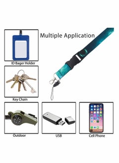 Y&D Lanyard Strap, Soft Fabric Neck Card Holder Keychain Strap Keys Lanyards ID Cell Phones Bags Accessories Quick Release Detachable Buckle, Green Galaxy Style  - Image 5