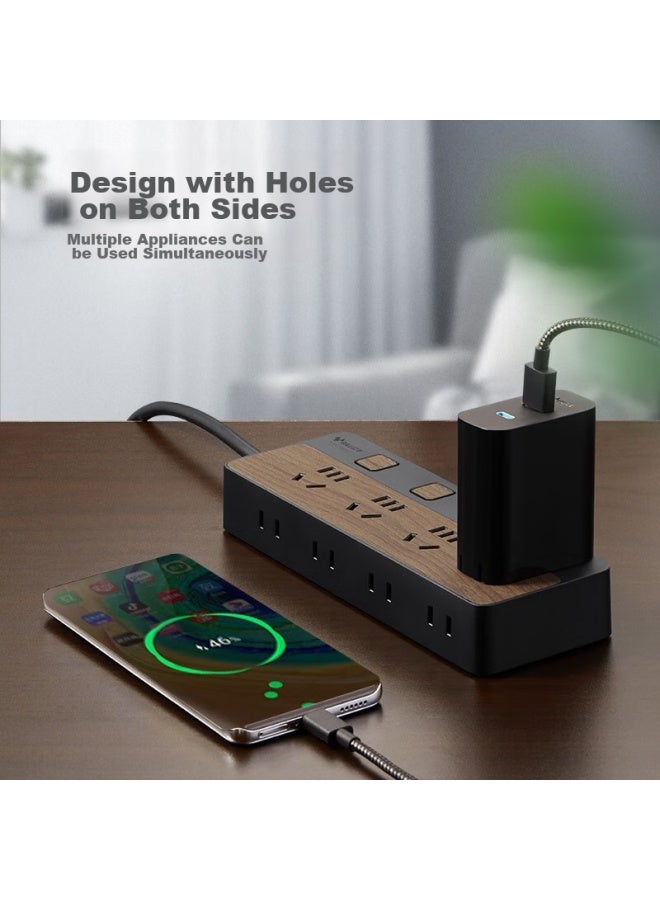 Bull New National Standard Power Strip/extension Cord/power Bar/power Strip/power Board/extension Board, 8 Outlets With Individual Control, 1.8 Meters, Black Wood Grain, Gn-r1443 - Image 2
