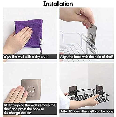 Nirvik Multipurpose Kitchen Bathroom Corner Shelf Wall Mount Storage Rack for Soap Holder Shower Rack Shelf, Bathroom Racks and Shelves, Bathroom Stands and Racks | Black - Image 2