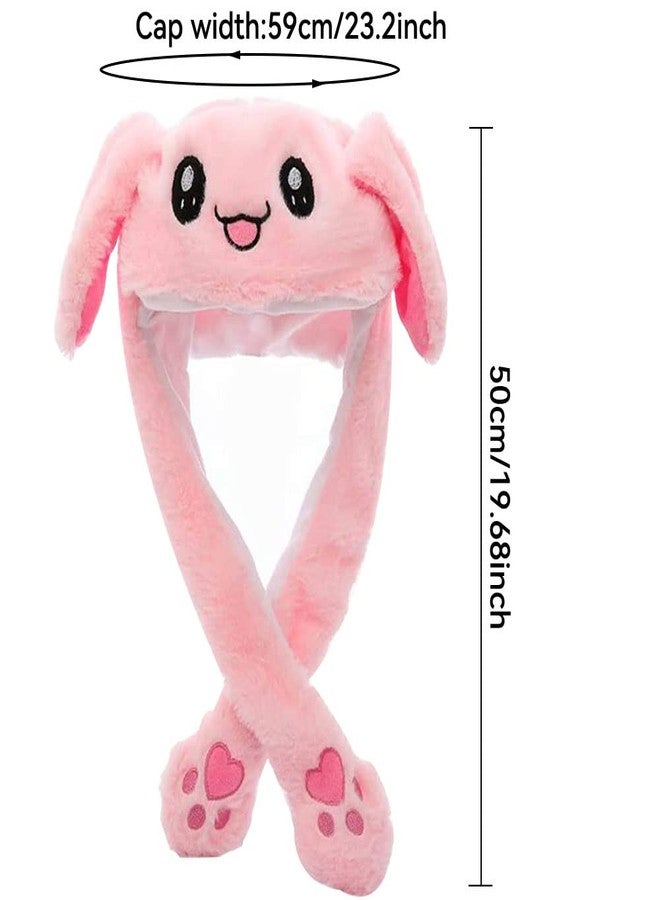 umbresen Bunny Hat Ear Moving Jumping Rabbit Hat Funny Cute Plush Animal Cap with Paws for Kids Women Girl Party Christmas Holiday Birthday Dress up Cosplay Costume Gift (Pink) - Image 2