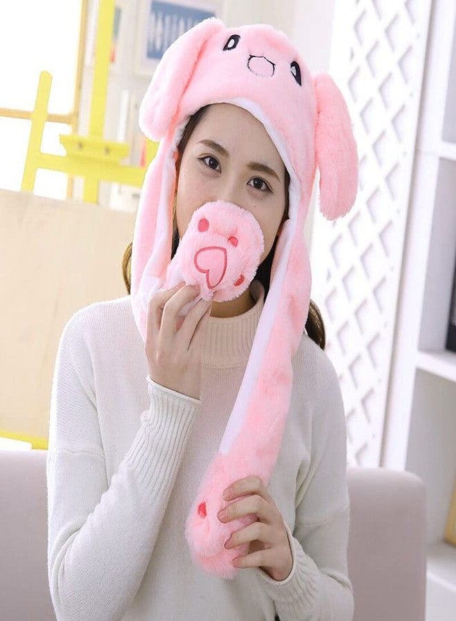 umbresen Bunny Hat Ear Moving Jumping Rabbit Hat Funny Cute Plush Animal Cap with Paws for Kids Women Girl Party Christmas Holiday Birthday Dress up Cosplay Costume Gift (Pink) - Image 5