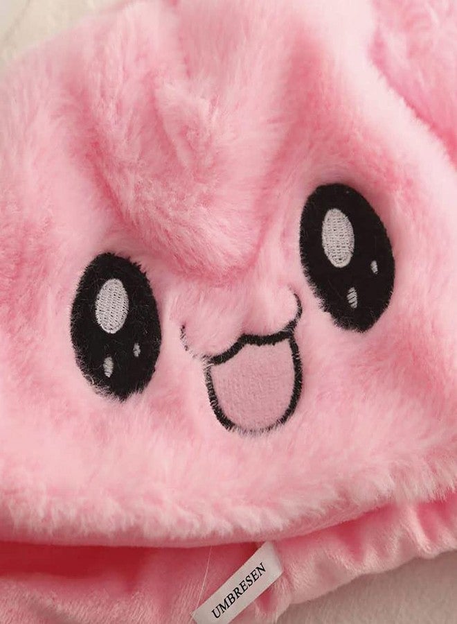 umbresen Bunny Hat Ear Moving Jumping Rabbit Hat Funny Cute Plush Animal Cap with Paws for Kids Women Girl Party Christmas Holiday Birthday Dress up Cosplay Costume Gift (Pink) - Image 3