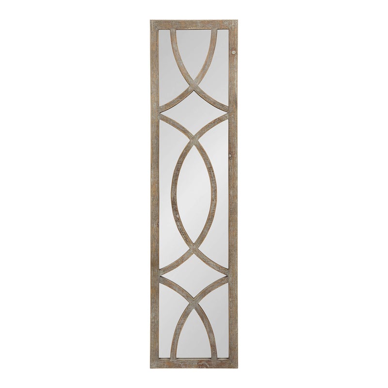 Kate and Laurel Kate and Laurel Tolland Decorative Wooden Panel Wall Mirror 12 x 48 Rustic Brown Farmhouse Windowpane Accent Piece 