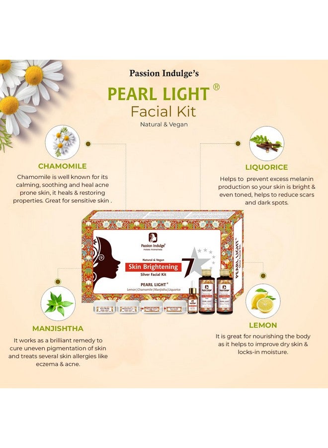 passion indulge Pearl Light 7 Star Facial Kit For Skin Brightening, Spot Reduction, Vitamin C With Lemon, Chamomile, Liquorice, Manjistha | Women & Men | Home Facial Kit | Natural & Vegan - Image 1