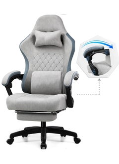 Chulovs Gaming Chair with Footrest, Ergonomic Gamer Chair with Lumbar Support Massage Adjustable High Back Comfortable Fabric Office Chair Style Computer Reclining Office Chair for Adults  - Image 1