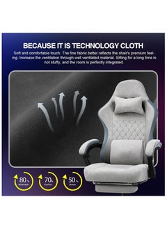 Chulovs Gaming Chair with Footrest, Ergonomic Gamer Chair with Lumbar Support Massage Adjustable High Back Comfortable Fabric Office Chair Style Computer Reclining Office Chair for Adults  - Image 3