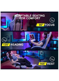 Chulovs Gaming Chair with Footrest, Ergonomic Gamer Chair with Lumbar Support Massage Adjustable High Back Comfortable Fabric Office Chair Style Computer Reclining Office Chair for Adults  - Image 5