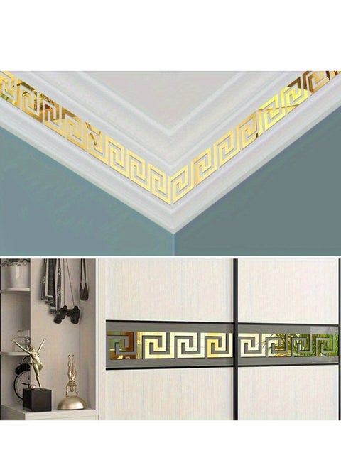 10 قطعة Golden10x10cmAcrylic مرآة الحائط ملصق لاصق لغرفة المعيشة غرفة نوم حافة قطاع خط الزاوية بناء الحدود ديكور المنزل