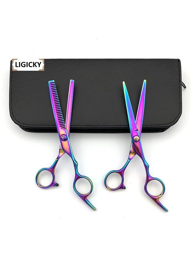 LIGICKY Hair Cutting Scissors Kit Professional Stainless Steel Hairdressing Scissors Set Hair thinning Shears Bang Hair Scissor for Kids/Salon/Home - Image 2