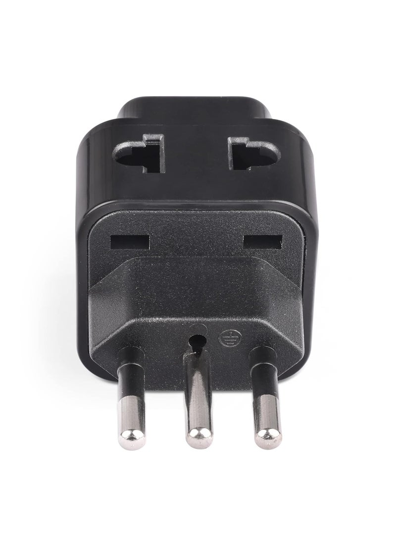 OREI OREI India to Italy Libya Chile More Type L Travel Adapter Plug 2 in 1 CE Certified RoHS Compliant 2 Pack Black Color P2112A2PK  - Image 5