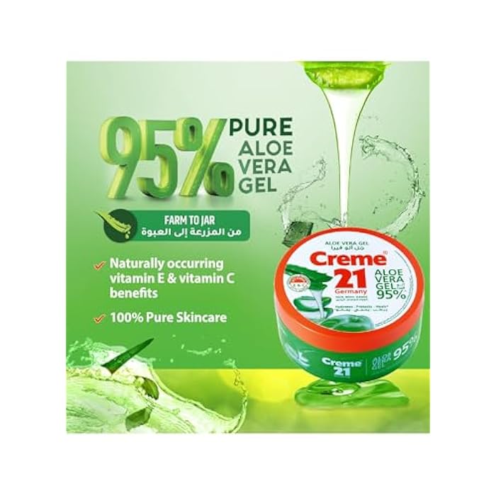 Creme 21 Aloe Vera Gel 300 ml - Pack Of 1 | Protects Skin from Allergies and Infections | Woth Vitamin C & E | Fast Absorbing Non Sticky Aloe Vera Gel - Image 3