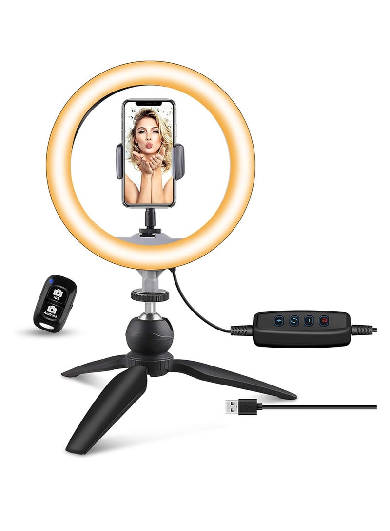 10 Inch LED Ring Light with Tripod Stand for Mobile Phone Dimmable Lighting Perfect for Makeup, Live Streaming, YouTube, Photography with 3 Lighting Modes and 11 Brightness Levels - Image 1