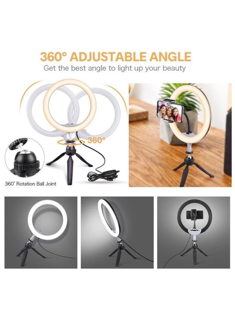 10 Inch LED Ring Light with Tripod Stand for Mobile Phone Dimmable Lighting Perfect for Makeup, Live Streaming, YouTube, Photography with 3 Lighting Modes and 11 Brightness Levels - Image 4