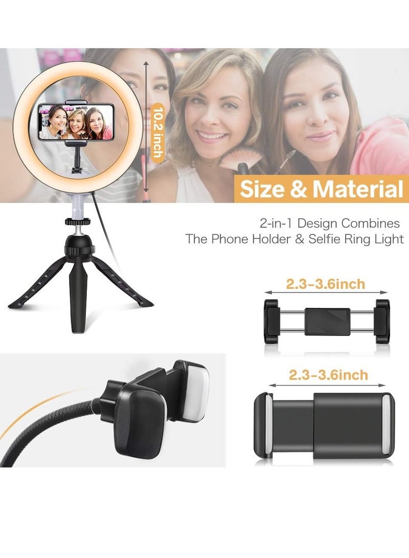 10 Inch LED Ring Light with Tripod Stand for Mobile Phone Dimmable Lighting Perfect for Makeup, Live Streaming, YouTube, Photography with 3 Lighting Modes and 11 Brightness Levels - Image 5