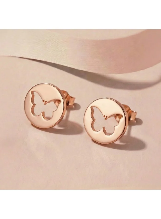 Palmonas 18K Gold Tone Plated Halo Butterfly Orbit Stud Earrings For Women - Waterproof & Anti-Tarnish