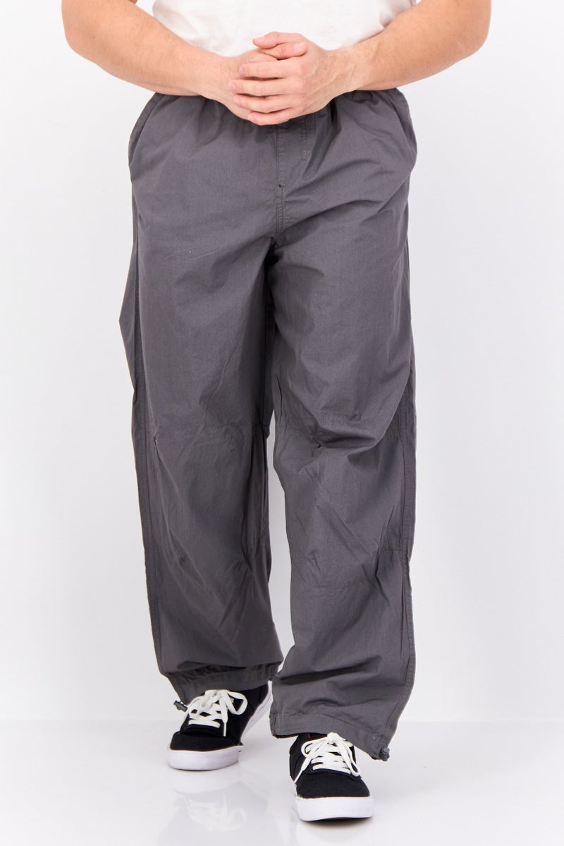 Threadbare Men Relaxed Fit Plain Drawstring Skate Pants, Grey - Image 1