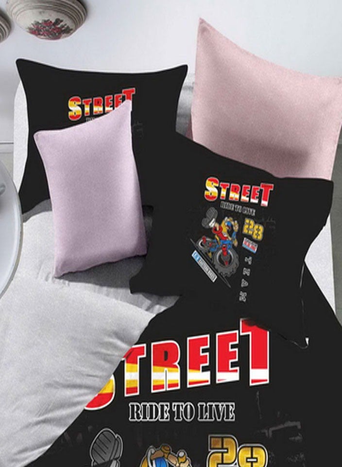 فيفوريت فيفرت طقم لحاف أطفال اسود نقشة بألوان متعددة سنجل نفر طقم 4 قطع - Image 2