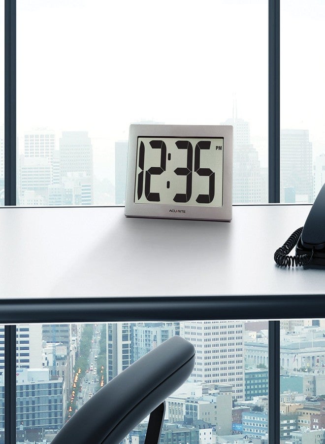 AcuRite 75102RM 9.5" Large Digital Clock with Intelli-Time Technology,Siliver,6-inch height x 9.5-inch width x 1.8-inch depth - Image 2