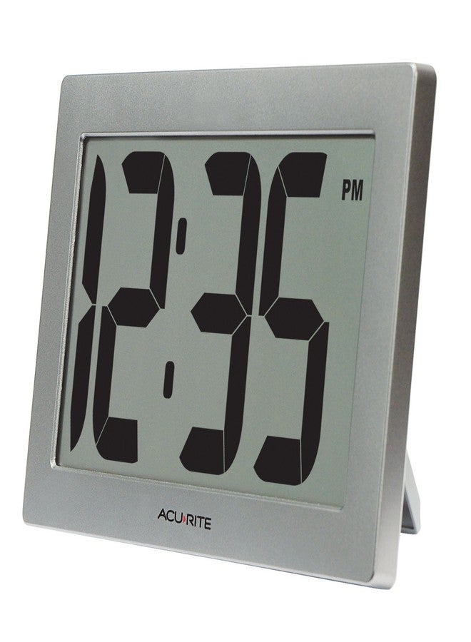 AcuRite 75102RM 9.5" Large Digital Clock with Intelli-Time Technology,Siliver,6-inch height x 9.5-inch width x 1.8-inch depth - Image 1