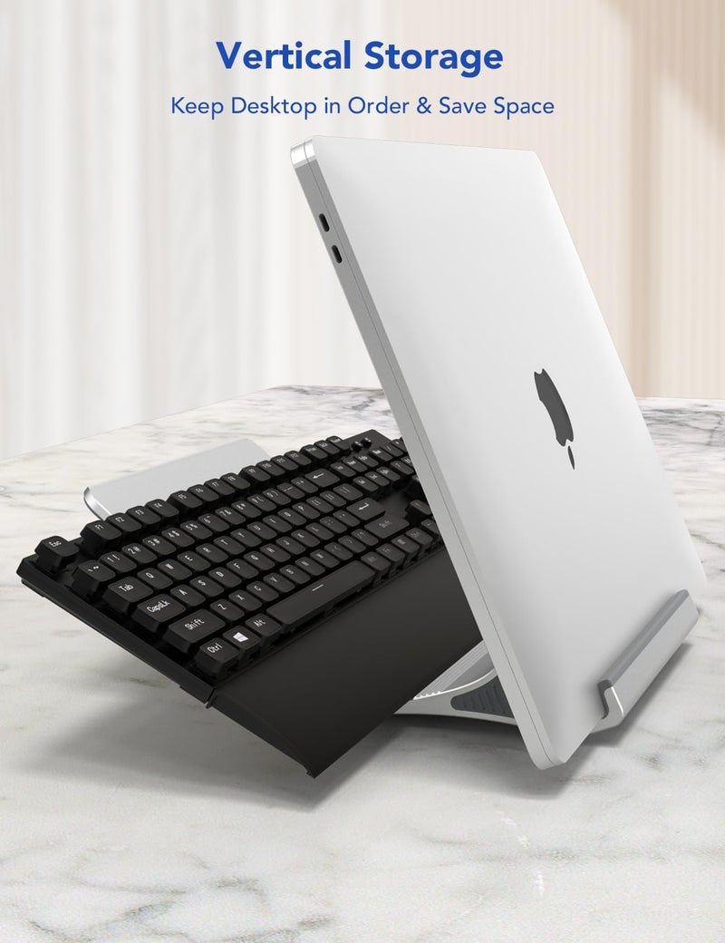 PHOCAR Aluminium Laptop Stand for Desk, 2-in-1 Design, Veritical Laptop Holder & Laptop Riser, One-Piece Design, No Screws or Hinges, Compatible with All the Laptops, Especially for Heavy Devices - Image 4