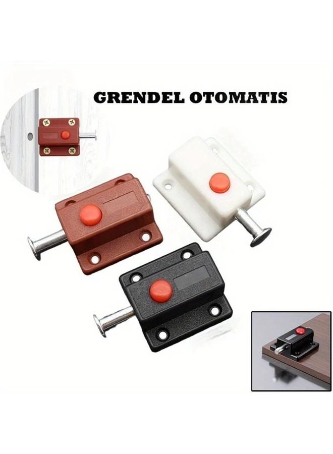 1 Piece Brown Automatic Spring Door Window Lock Push Button Latch Easy Installation - Image 2