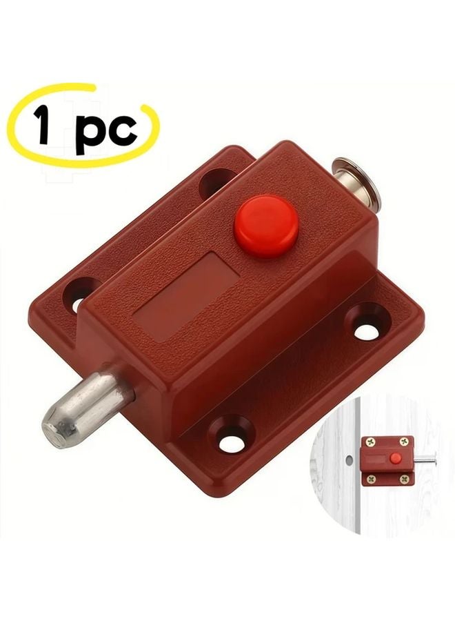 1 Piece Brown Automatic Spring Door Window Lock Push Button Latch Easy Installation - Image 1