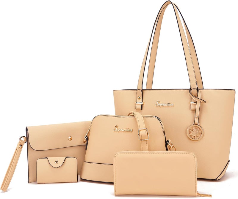 Soperwillton Handbags and Purses for Women Shoulder Tote Bags Top Handle Satchel Purse Set 5pcs - Image 1