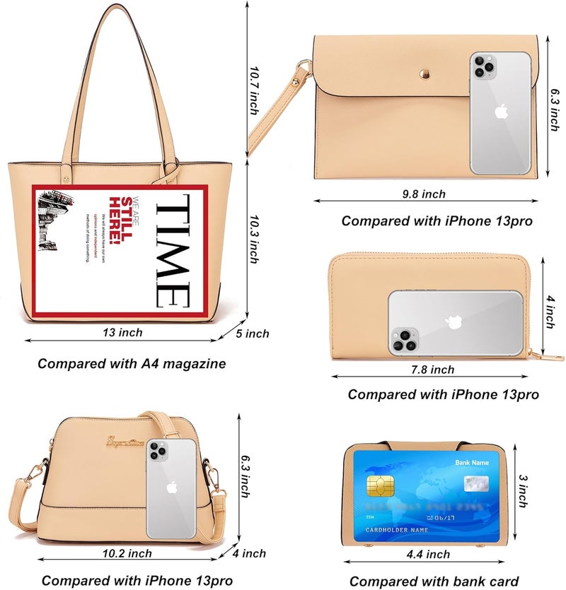 Soperwillton Handbags and Purses for Women Shoulder Tote Bags Top Handle Satchel Purse Set 5pcs - Image 4