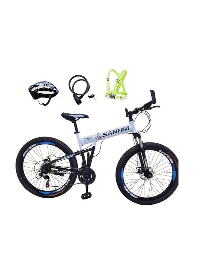 Shard Folding Bike Carbon Steel Frame, 21 Speed, Front Suspension, Spoke Wheel, Dual Disc Brake 