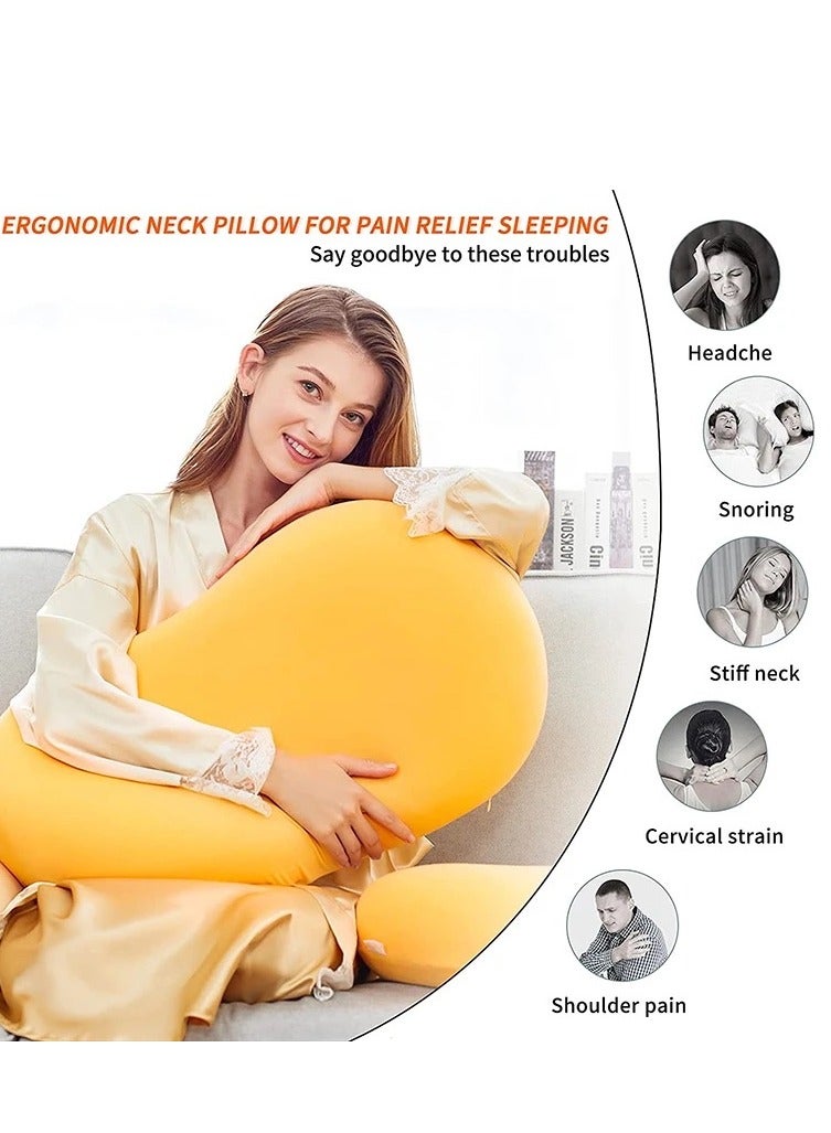 Children’s Pillow,Lumbar Pillow Are Designed With Ergonomic Spine Protection And Super Soft Memory Foam,Especially Suitable For Children Aged 4 To 16 Years Old,Size:55×35×7.5cm,Velvet  - Image 3