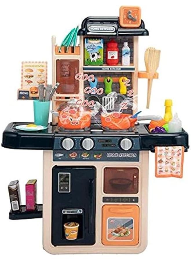 42-Piece Kids Pretend Play Kitchen Set - Medium Size Simulation Kitchen with Realistic Lights & Sounds - Educational Cooking Toy with Accessories for Toddlers. - Image 1